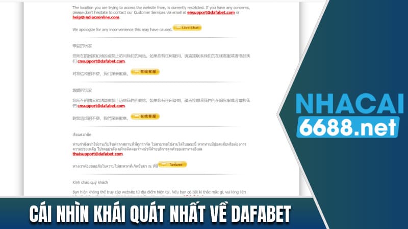 Cái nhìn khái quát nhất về Dafabet 