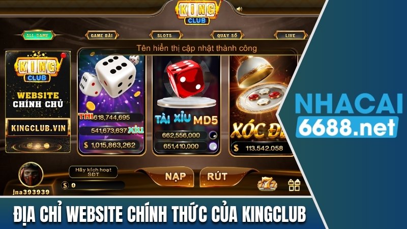 Địa chỉ truy cập website chính thức của cổng game Kingclub