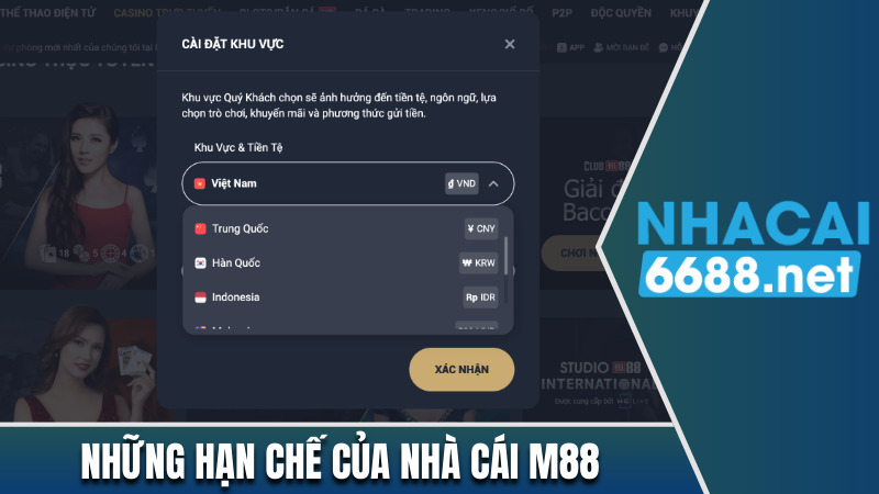 Điểm hạn chế của nhà cái M88