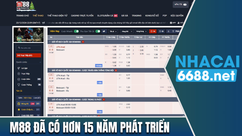 M88 đã có hơn 15 năm phát triển